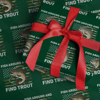 Fish Around and Find Trout Wrapping Paper Roll Camo Bass Fishing Meme US Flag Punny Pun Dad - Wonder Print Shop