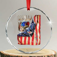 Fisherman Christian Fishing Vintage American Flag Crystal Glass Ornament TS11