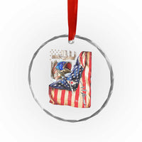 Fisherman Christian Fishing Vintage American Flag Crystal Glass Ornament TS11