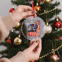Fisherman Christian Fishing Vintage American Flag Crystal Glass Ornament TS11