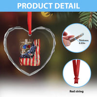Fisherman Christian Fishing Vintage American Flag Heart Crystal Glass Ornament - Wonder Print Shop
