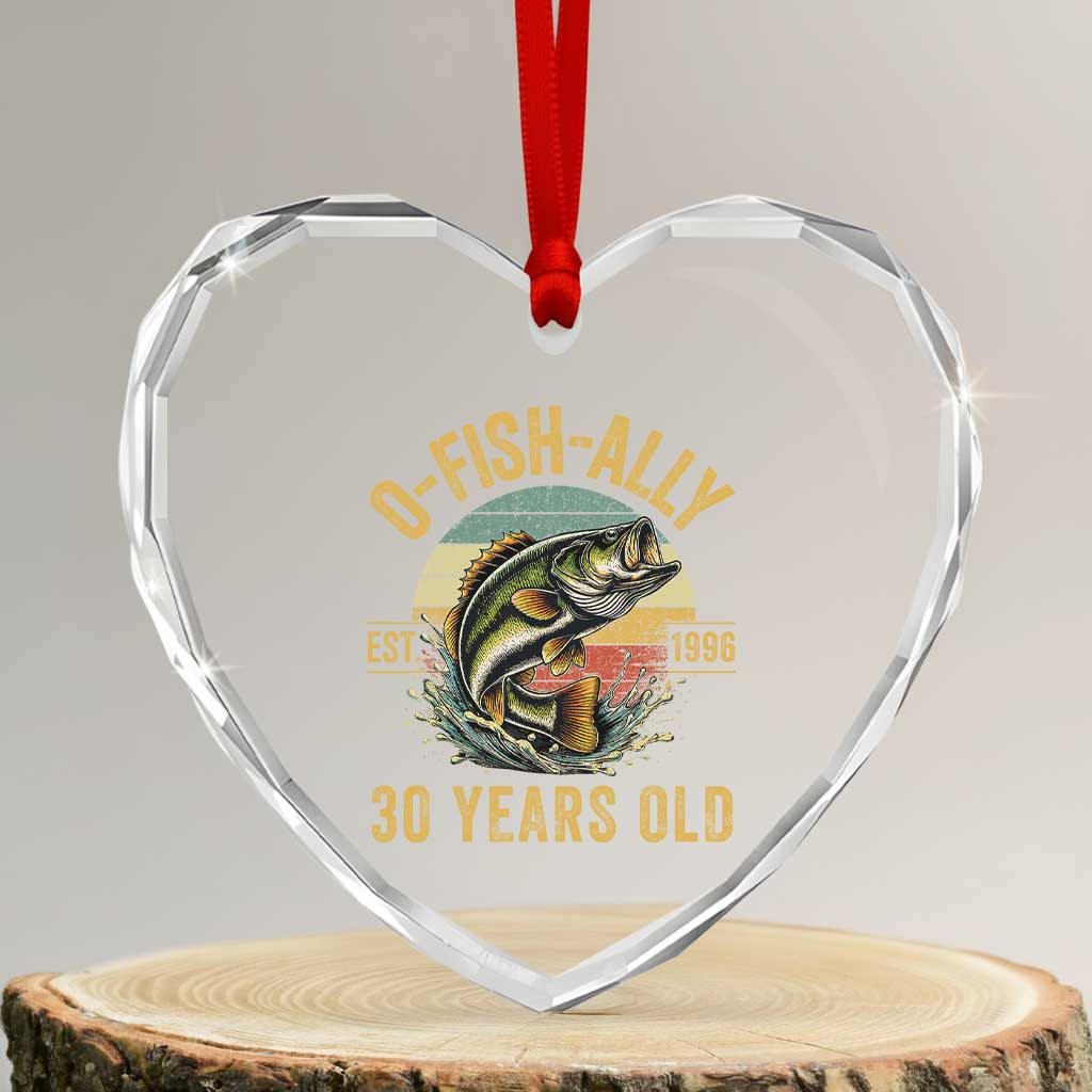Fishing 30th Birthday Heart Crystal Glass Ornament O Fish Ally 30 Years Old Fisherman Gifts