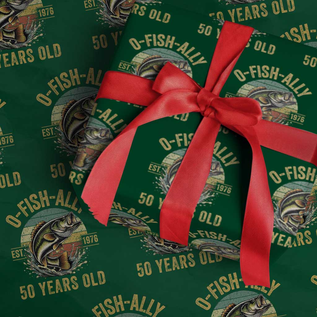 Fishing 50th Birthday Wrapping Paper Roll O Fish Ally 50 Years Old Fisherman Gifts