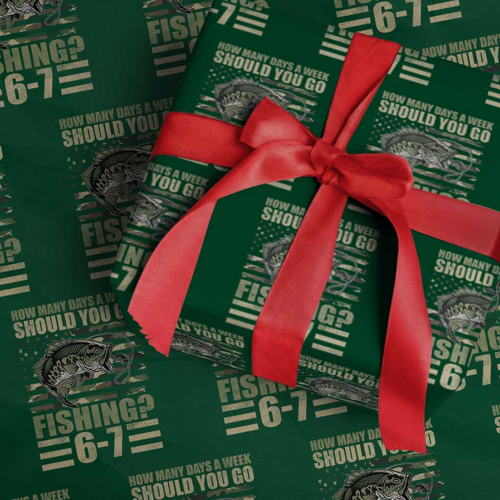 Fishing 67 Meme Wrapping Paper Roll How Many Days A Week Should You Go Fishing Camo Flag