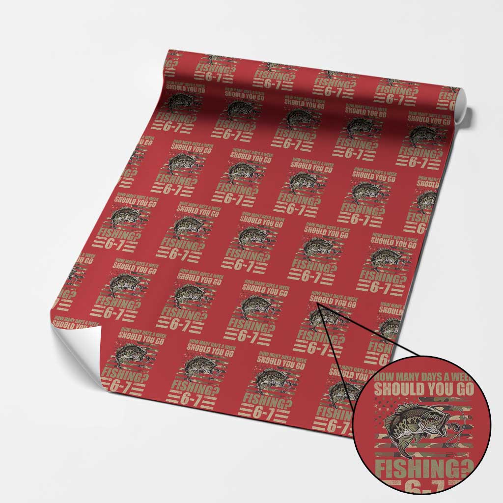 Fishing 67 Meme Wrapping Paper Roll How Many Days A Week Should You Go Fishing Camo Flag