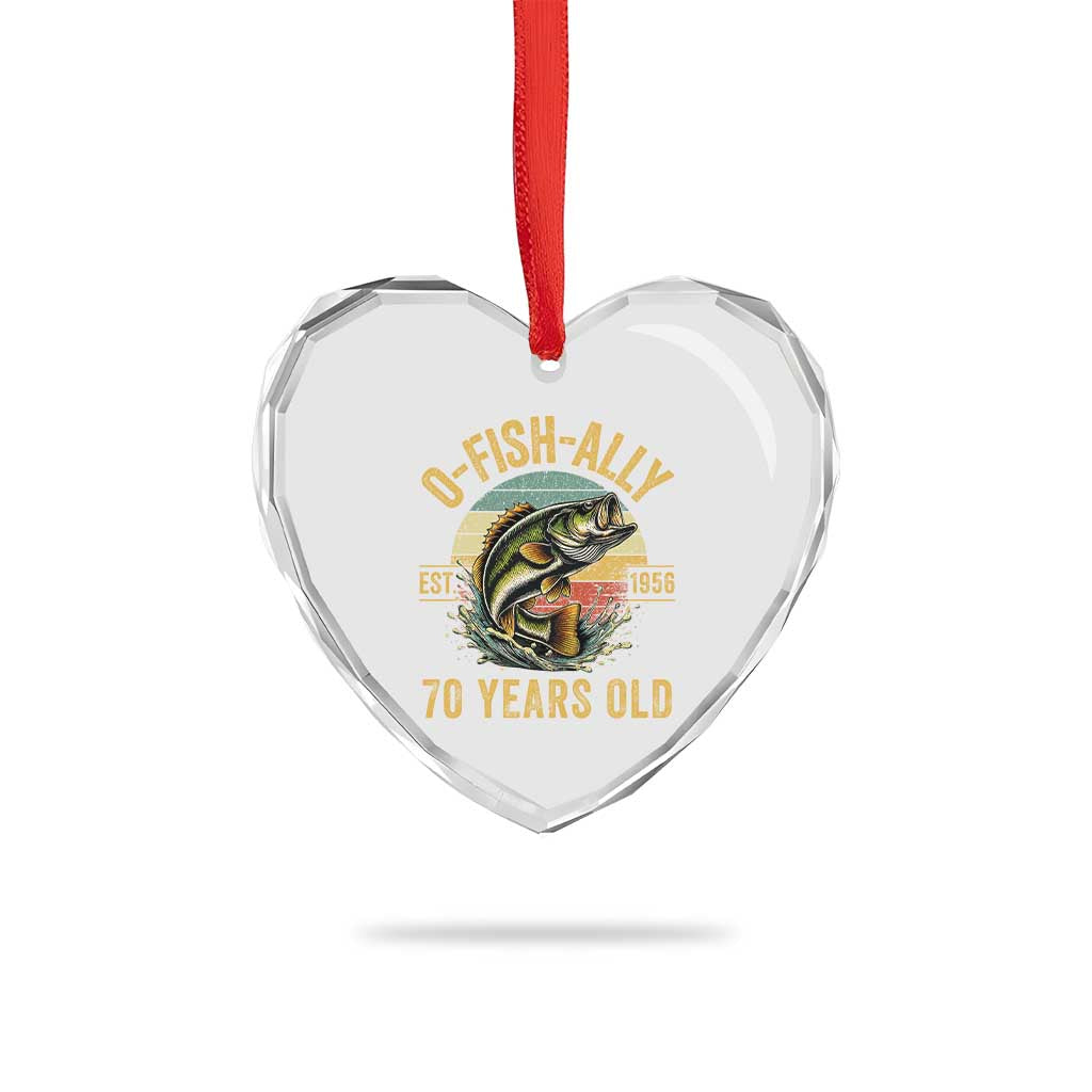 Fishing 70th Birthday Heart Crystal Glass Ornament O Fish Ally 70 Years Old Fisherman Gifts