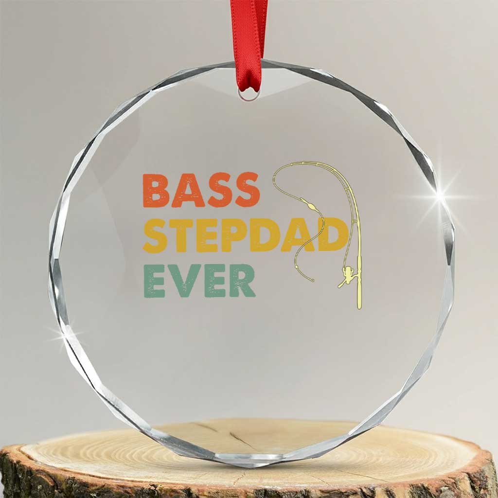 Fishing Bonus Dad Crystal Glass Ornament Retro Bass Stepdad Ever Fathers Day Fisherman