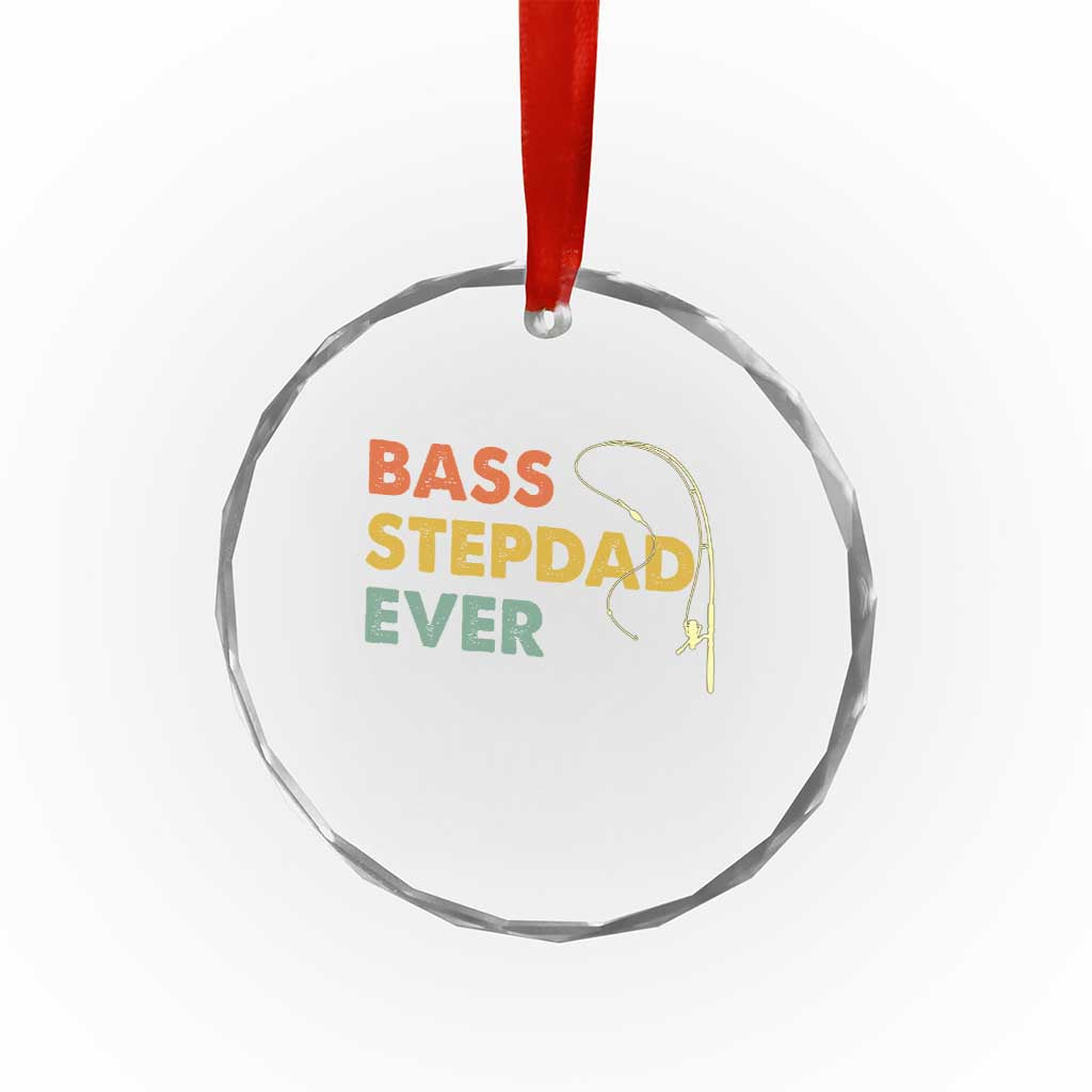 Fishing Bonus Dad Crystal Glass Ornament Retro Bass Stepdad Ever Fathers Day Fisherman