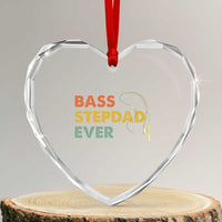 Fishing Bonus Dad Heart Crystal Glass Ornament Retro Bass Stepdad Ever Fathers Day Fisherman