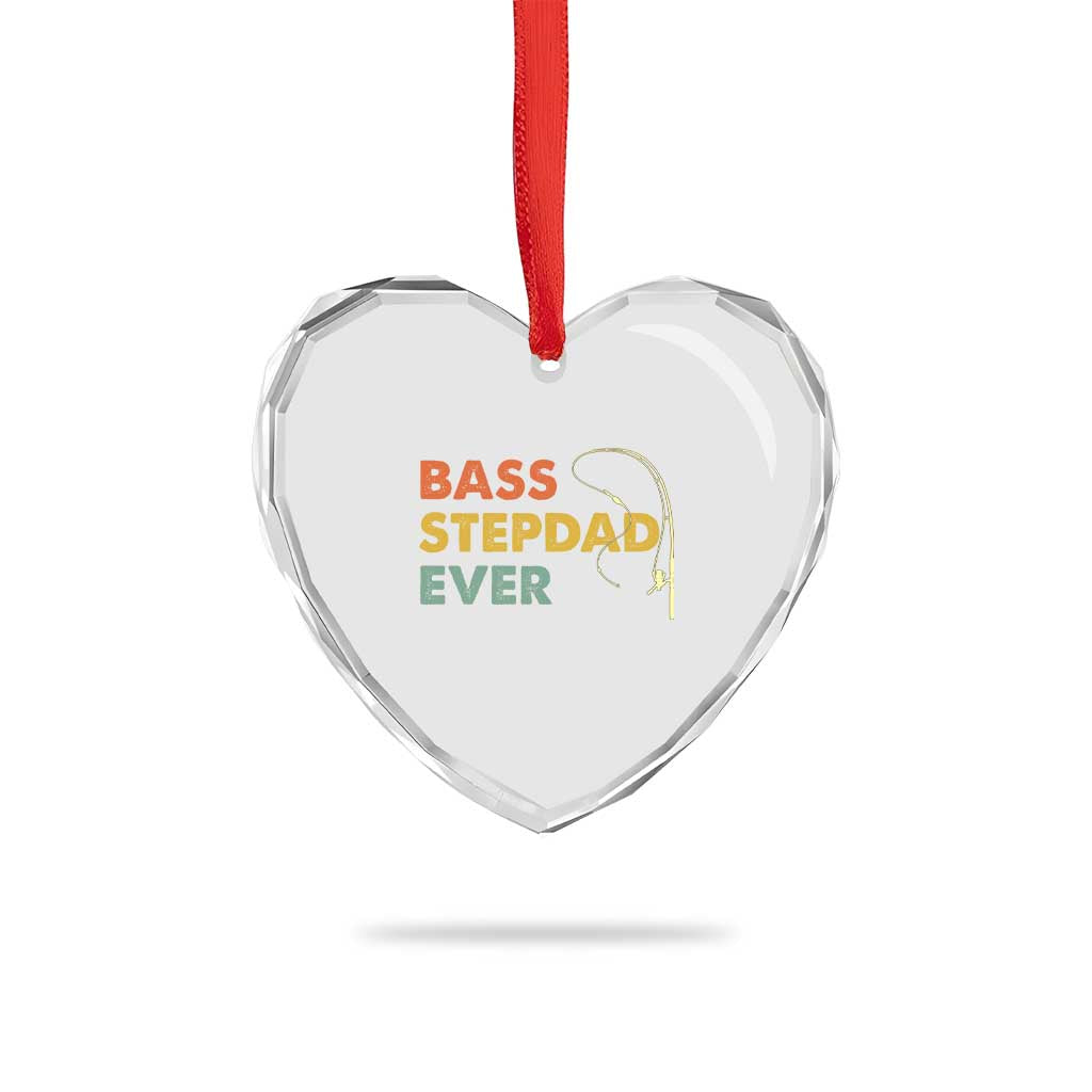 Fishing Bonus Dad Heart Crystal Glass Ornament Retro Bass Stepdad Ever Fathers Day Fisherman