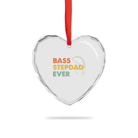 Fishing Bonus Dad Heart Crystal Glass Ornament Retro Bass Stepdad Ever Fathers Day Fisherman
