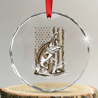 Fishing Camo Crystal Glass Ornament Bass Fish American Flag Boy Men Fisherman Gift