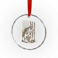 Fishing Camo Crystal Glass Ornament Bass Fish American Flag Boy Men Fisherman Gift