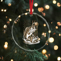 Fishing Camo Crystal Glass Ornament Bass Fish American Flag Boy Men Fisherman Gift