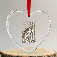 Fishing Camo Heart Crystal Glass Ornament Bass Fish American Flag Boy Men Fisherman Gift