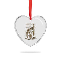 Fishing Camo Heart Crystal Glass Ornament Bass Fish American Flag Boy Men Fisherman Gift
