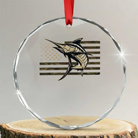 Fishing Camouflage US Flag Crystal Glass Ornament Swordfish Fish Fisherman Camo TS10
