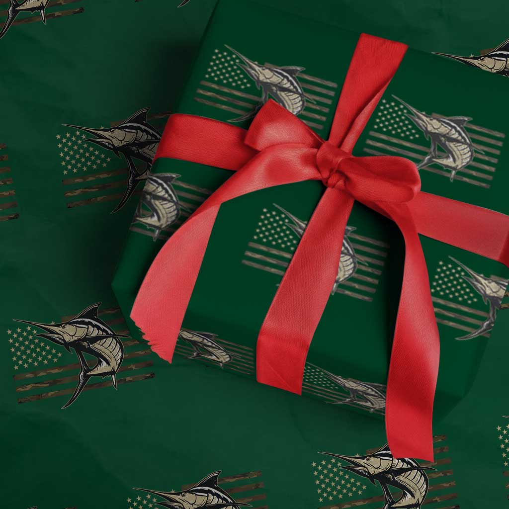 Fishing Camouflage US Flag Wrapping Paper Roll Swordfish Fish Fisherman Camo - Wonder Print Shop