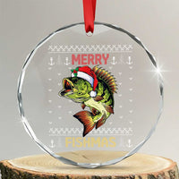 Fishing Crystal Glass Ornament Merry Fishmas Bass Fish Ugly Sweater TS10