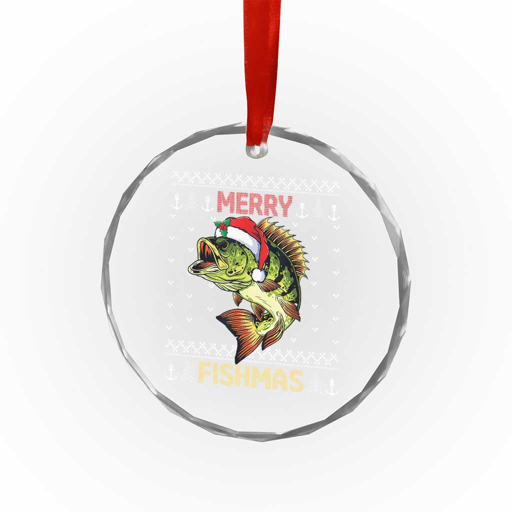 Fishing Crystal Glass Ornament Merry Fishmas Bass Fish Ugly Sweater TS10