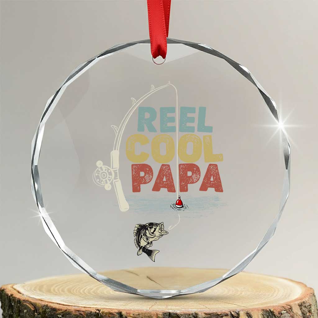 Fishing Dad Crystal Glass Ornament Reel Cool Papa Retro Vintage - Wonder Print Shop
