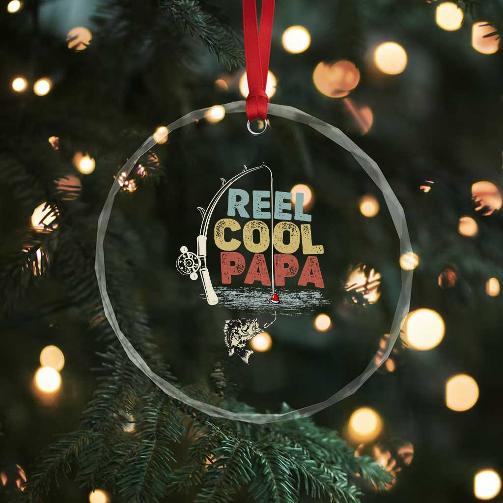 Fishing Dad Crystal Glass Ornament Reel Cool Papa Retro Vintage TS02