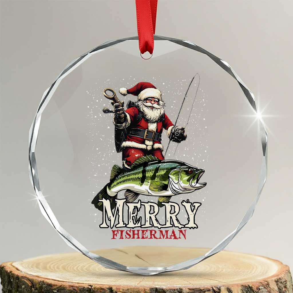 Fishing Gifts Crystal Glass Ornament Merry Fisherman Santa Claus Fish Fishing Rod TS10