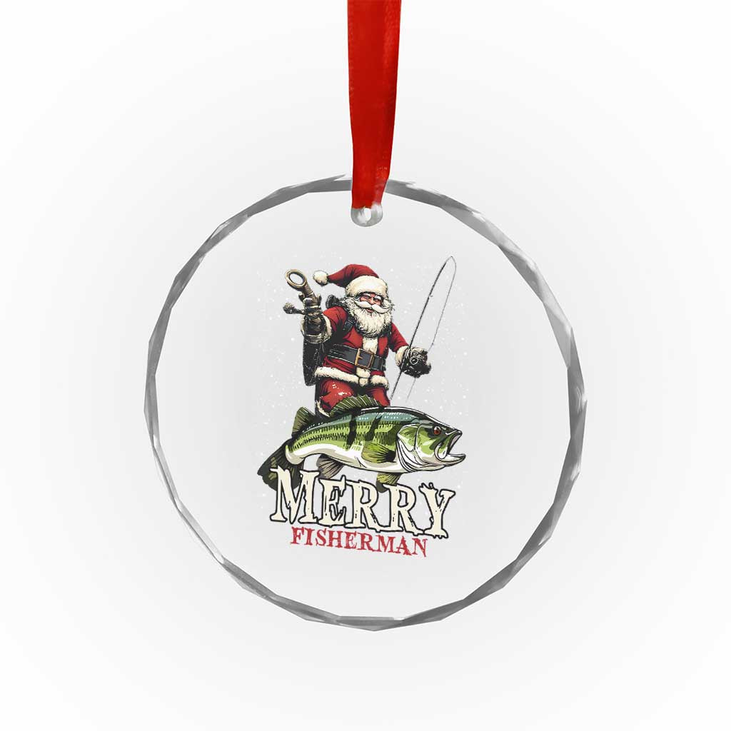 Fishing Gifts Crystal Glass Ornament Merry Fisherman Santa Claus Fish Fishing Rod TS10