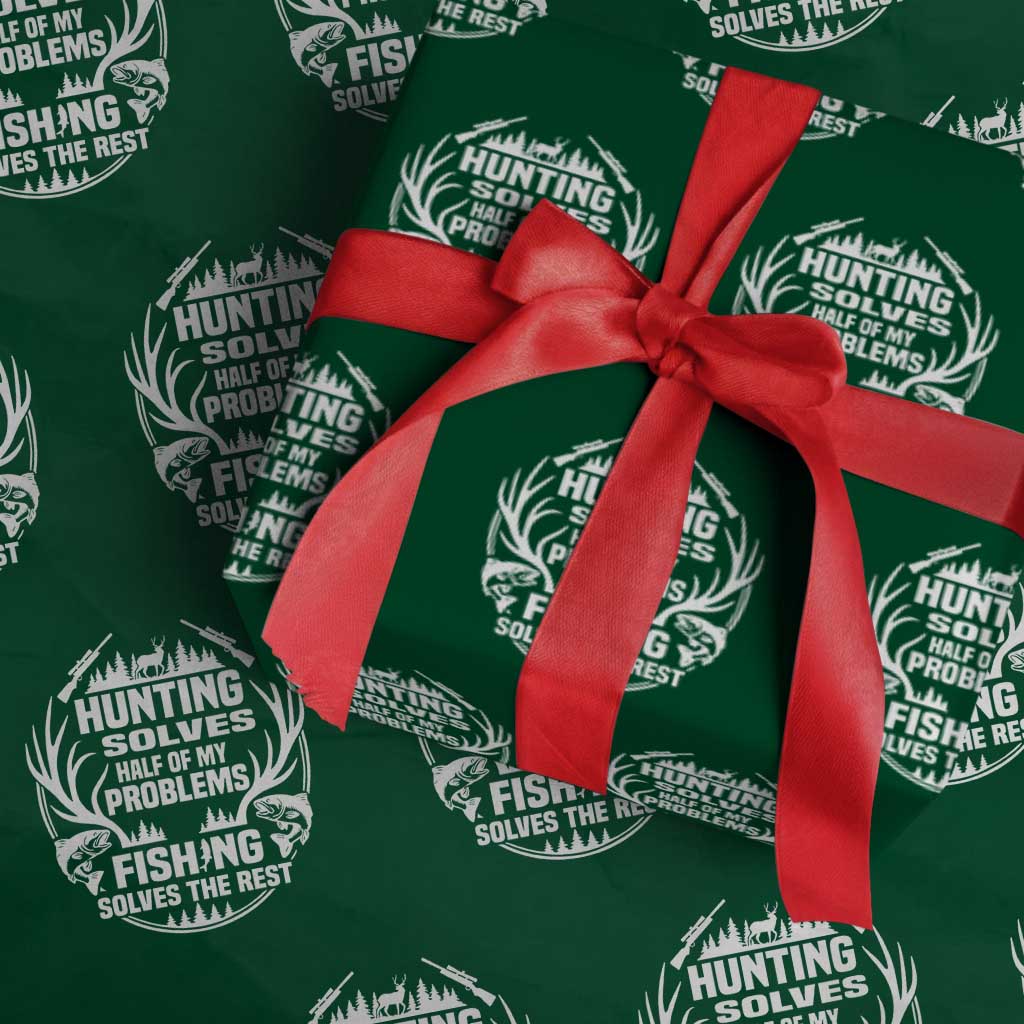 Fishing Hunting Solve Problems Wrapping Paper Roll Gift Idea For Hunter Fisherman - Wonder Print Shop