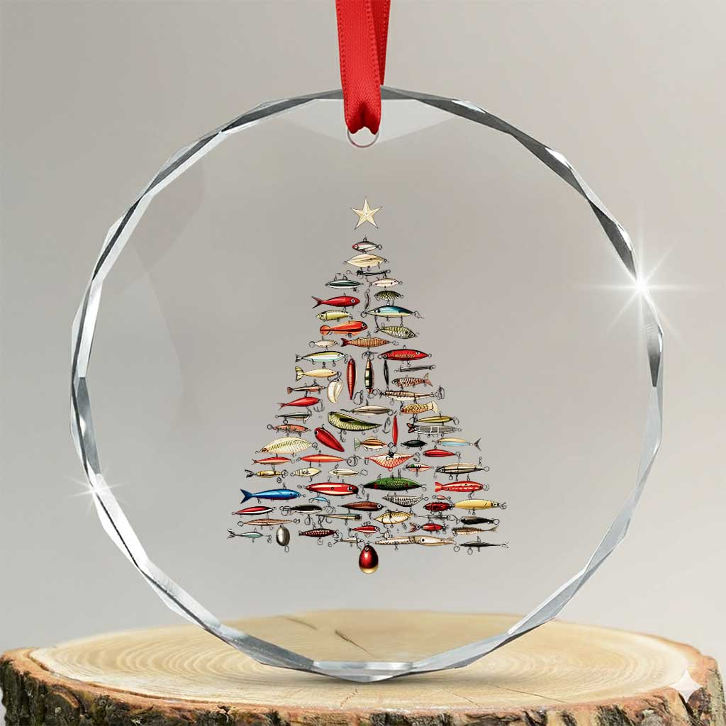 Fishing Lure Christmas Tree Crystal Glass Ornament Retro Fisherman Xmas Fish Fly - Wonder Print Shop