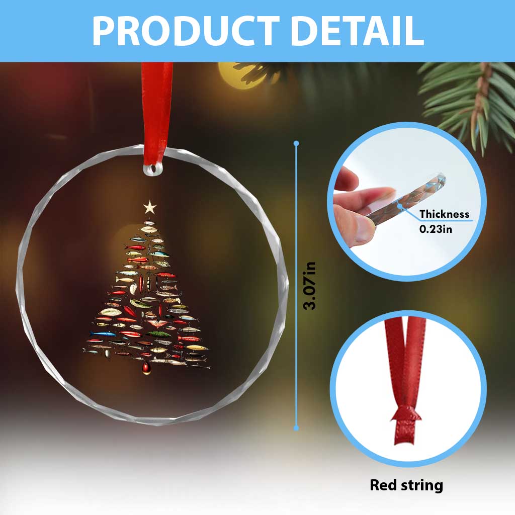 Fishing Lure Christmas Tree Crystal Glass Ornament Retro Fisherman Xmas Fish Fly - Wonder Print Shop