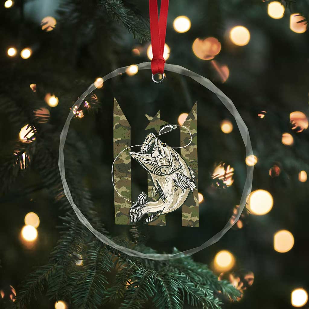 Fishing Puerto Rico Flag Crystal Glass Ornament Bass Fish Fisherman Camo Camouflage US Flag TS10