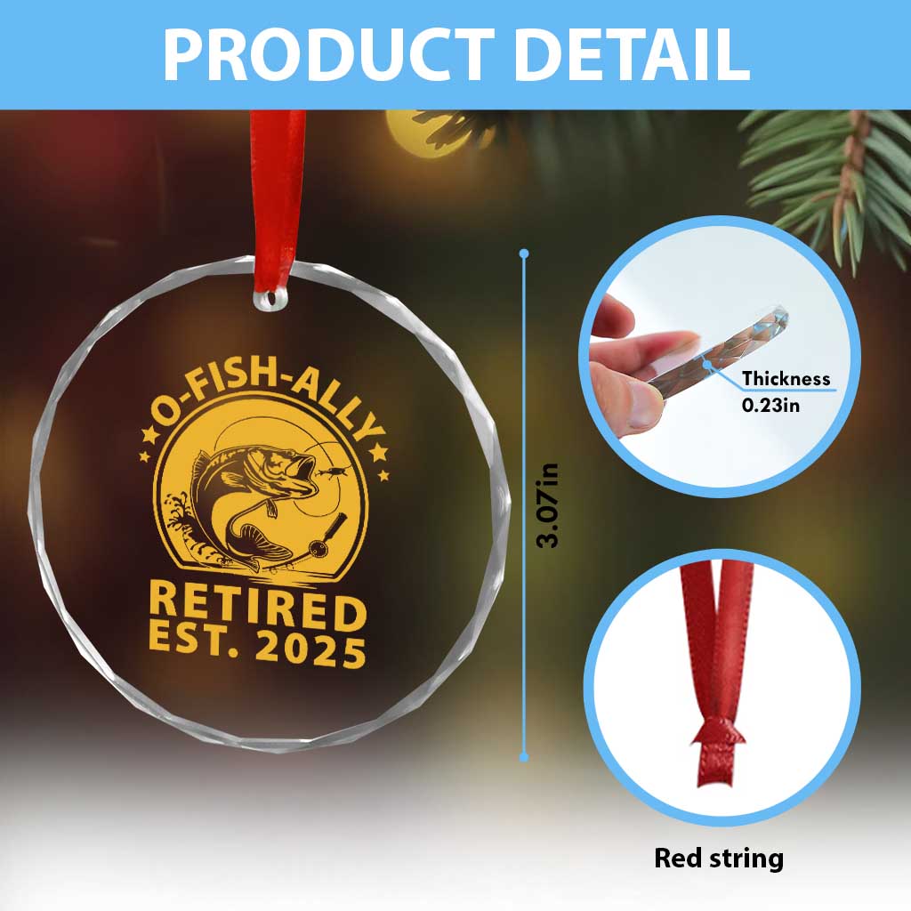Fishing Retirement Crystal Glass Ornament O-Fish-Ally Retired 2025 For Fisherman TS10