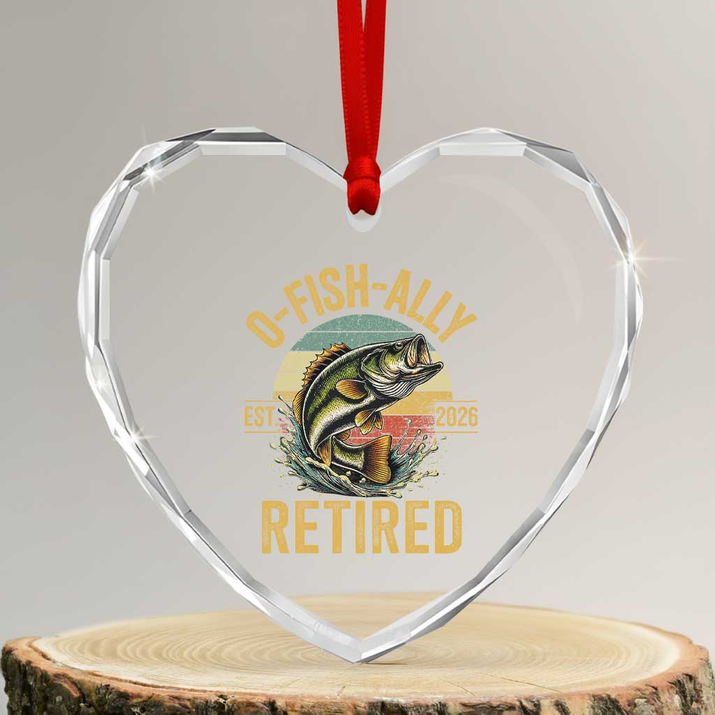 Fishing Retirement Heart Crystal Glass Ornament O Fish Ally Retired 2026 Fisherman Gifts