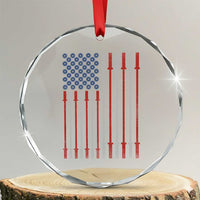 Fitness Gym Barbell Powerlifting Patriotic American Flag Crystal Glass Ornament - Wonder Print Shop