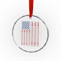 Fitness Gym Barbell Powerlifting Patriotic American Flag Crystal Glass Ornament - Wonder Print Shop