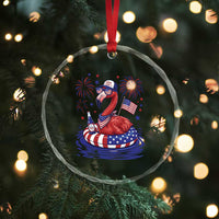 Flamingo 4Th Of July Patriotic USA American Flag Crystal Glass Ornament