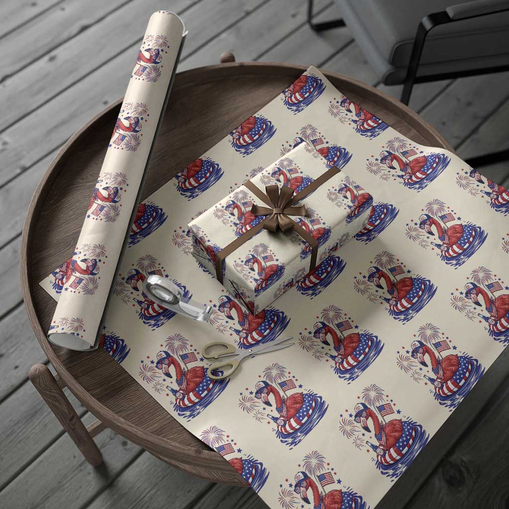 Flamingo 4Th Of July Patriotic USA American Flag Wrapping Paper Roll