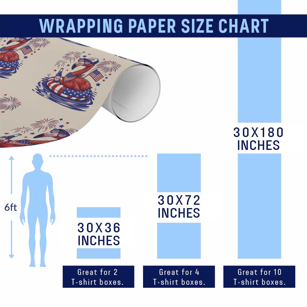 Flamingo 4Th Of July Patriotic USA American Flag Wrapping Paper Roll