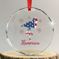 Flamingo 4Th Of July Patriotic USA Independence Flamerica Crystal Glass Ornament