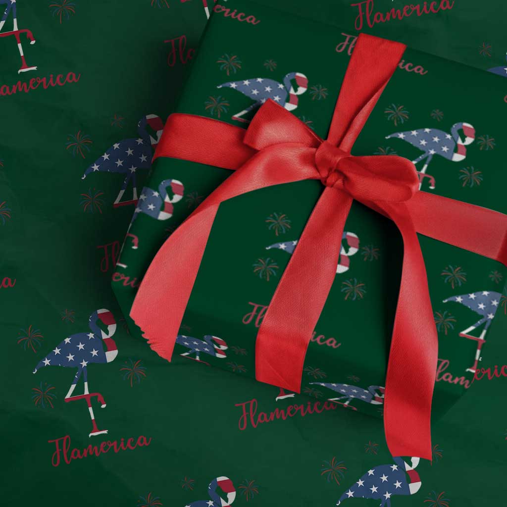 Flamingo 4Th Of July Patriotic USA Independence Flamerica Wrapping Paper Roll