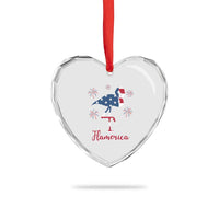 Flamingo 4Th Of July Patriotic USA Independence Flamerica Heart Crystal Glass Ornament