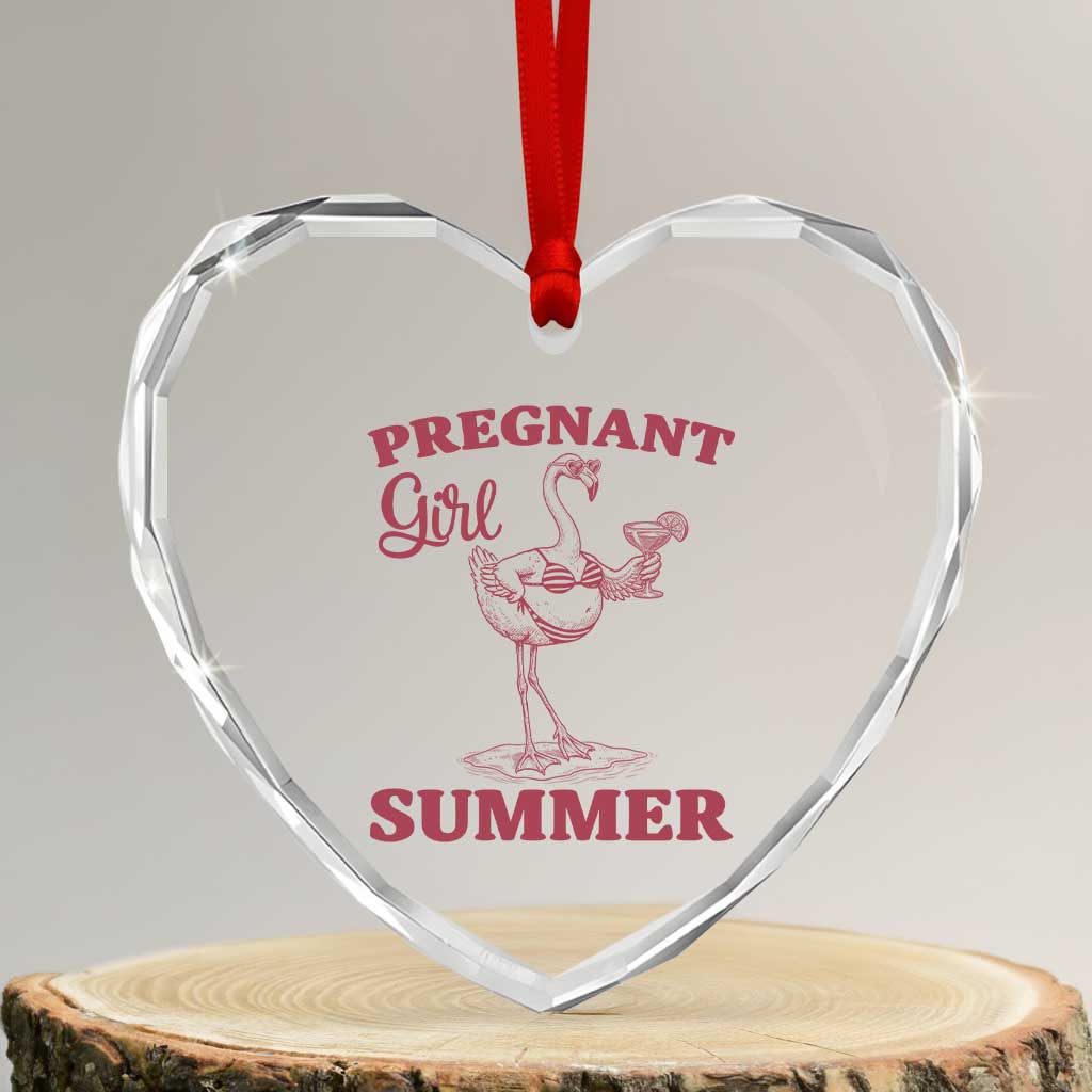 Flamingo Pregnancy Announcement Heart Crystal Glass Ornament Summer Beach Mom To Be Gift