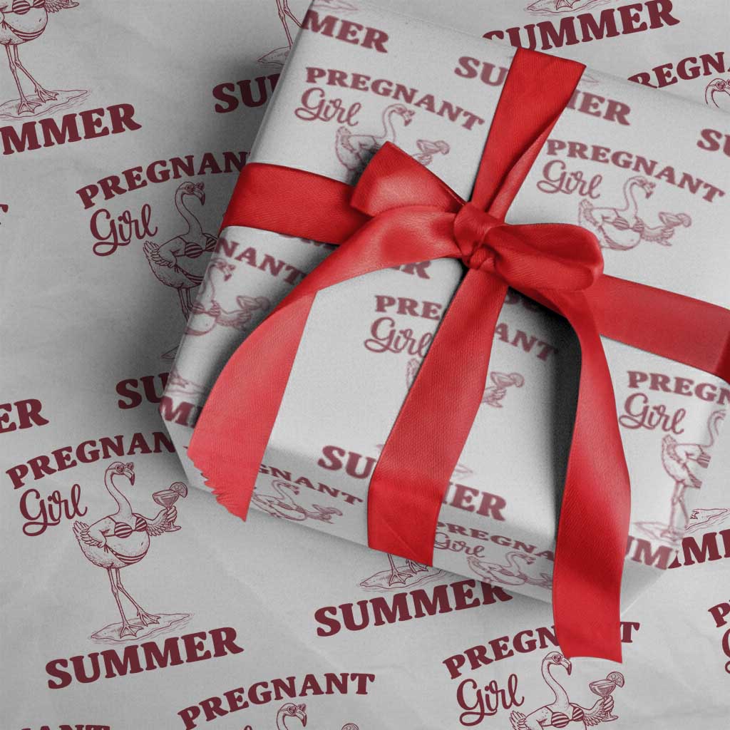Flamingo Pregnancy Announcement Wrapping Paper Roll Summer Beach Mom To Be Gift