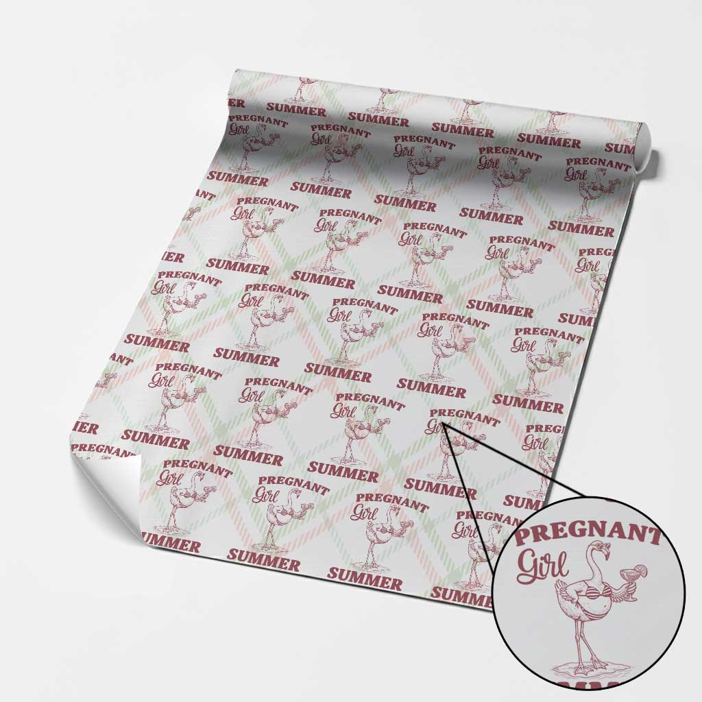 Flamingo Pregnancy Announcement Wrapping Paper Roll Summer Beach Mom To Be Gift