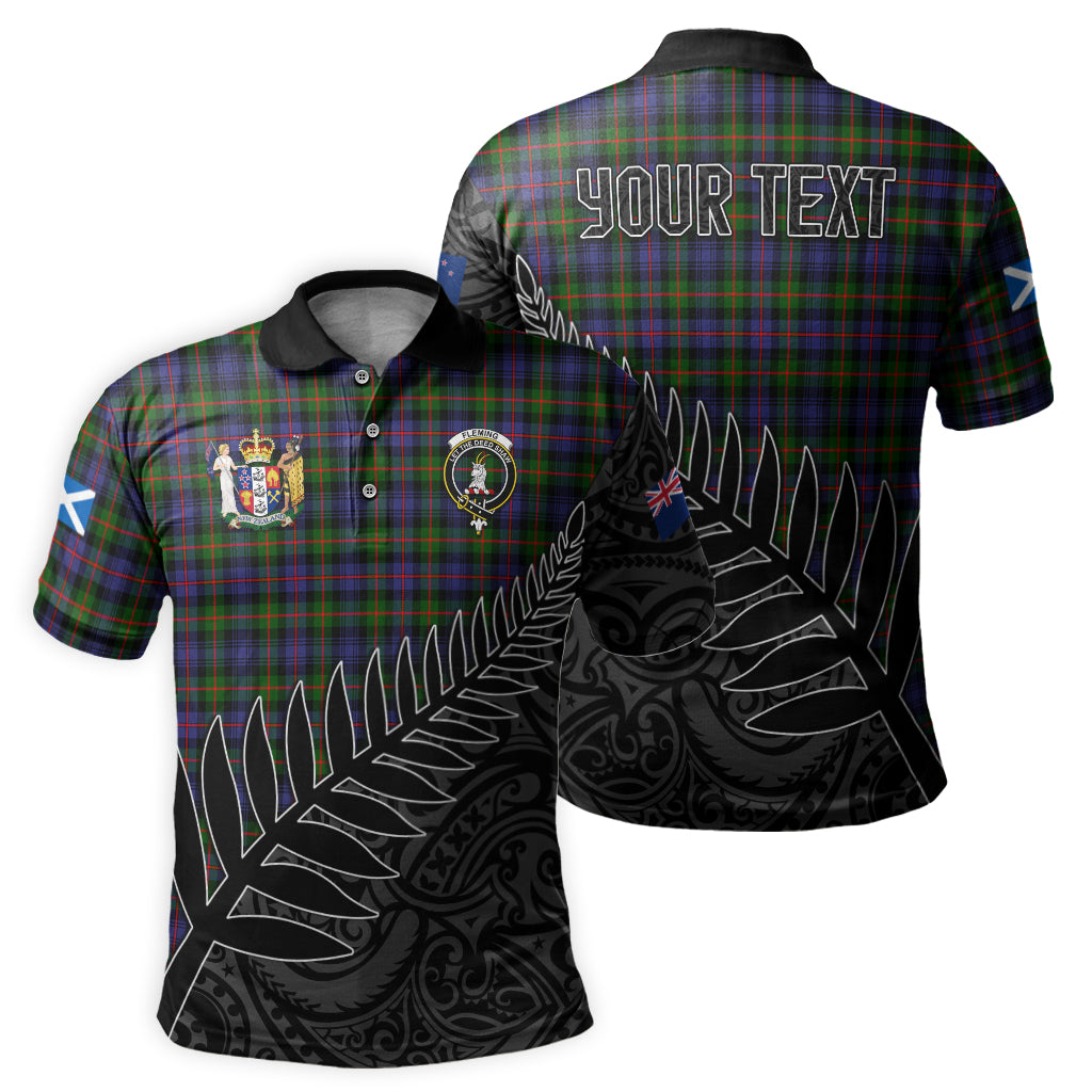 fleming-tartan-family-crest-golf-shirt-with-fern-leaves-and-coat-of-arm-of-new-zealand-personalized-your-name-scottish-tatan-polo-shirt