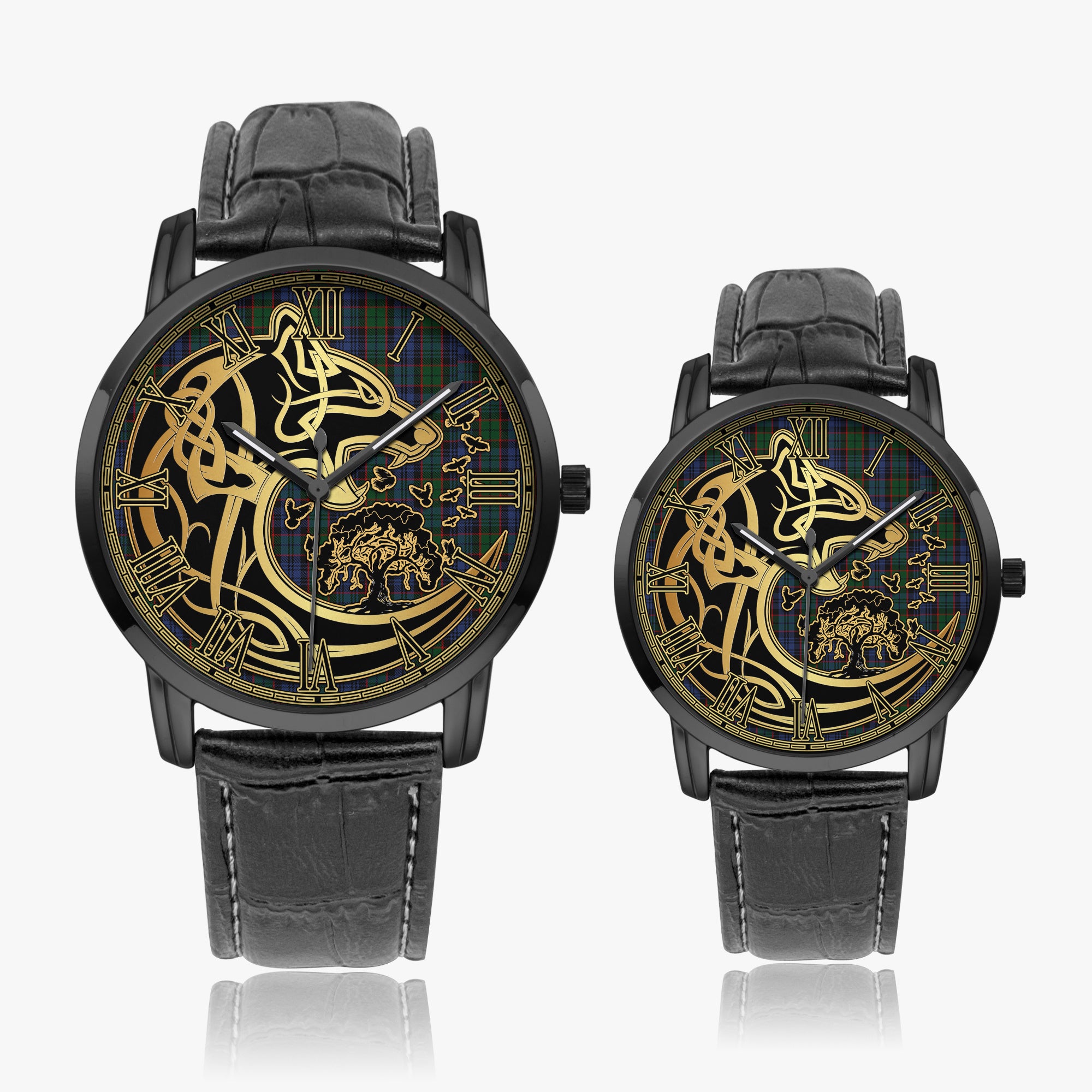 fletcher-tartan-watch-with-leather-trap-tartan-instafamous-quartz-leather-strap-watch-golden-celtic-wolf-style