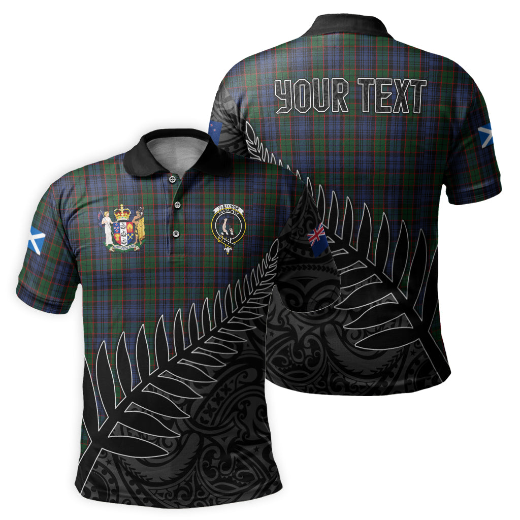 fletcher-tartan-family-crest-golf-shirt-with-fern-leaves-and-coat-of-arm-of-new-zealand-personalized-your-name-scottish-tatan-polo-shirt