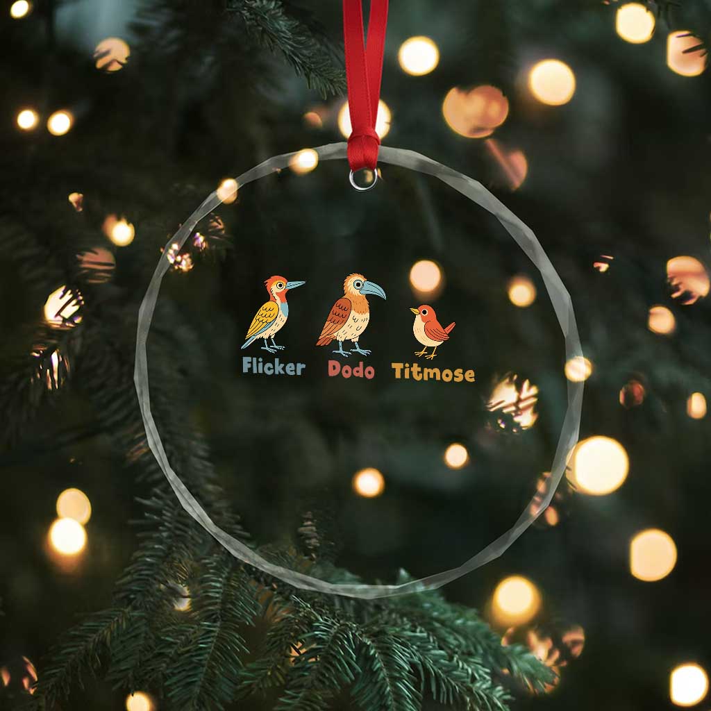 Flicker Dodo Titmouse Subtle FDT Crystal Glass Ornament Funny Bird Lover Nature TS02