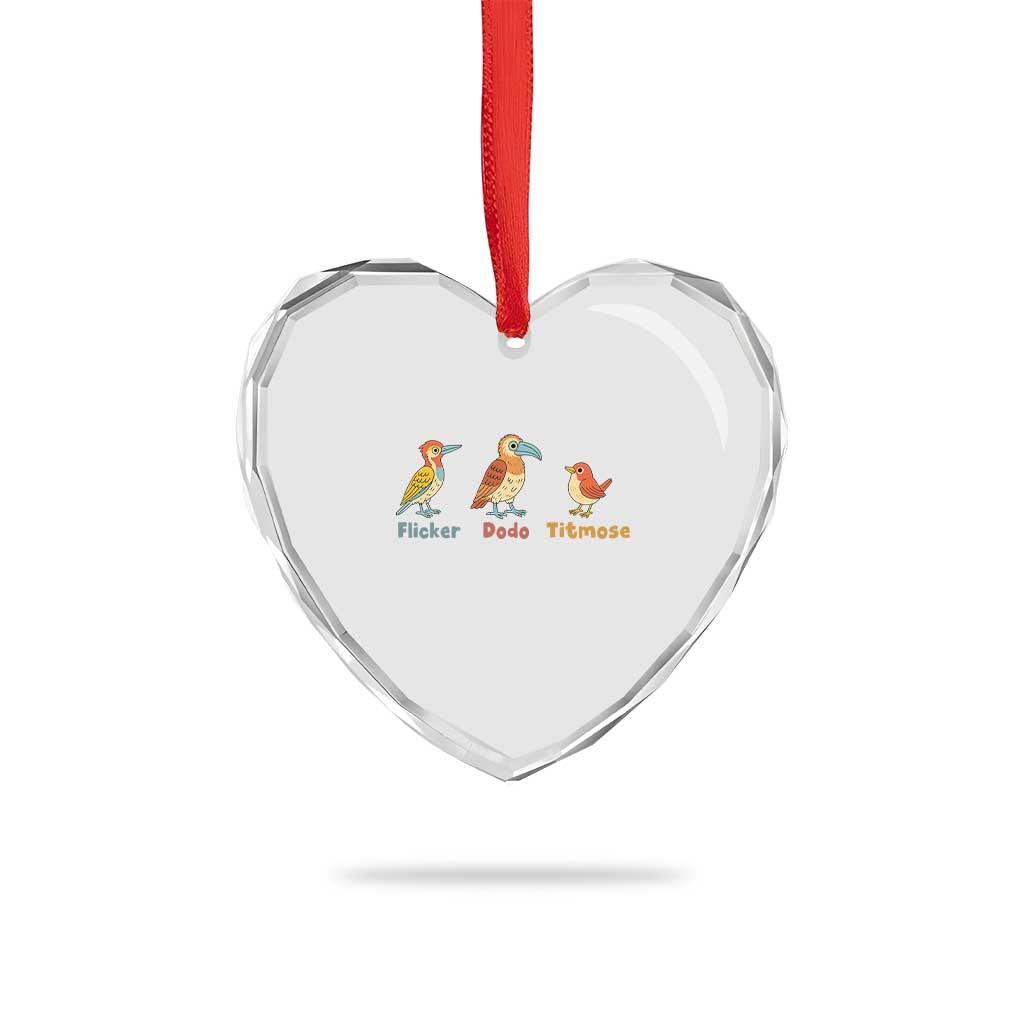 Flicker Dodo Titmouse Subtle FDT Heart Crystal Glass Ornament Funny Bird Lover Nature - Wonder Print Shop